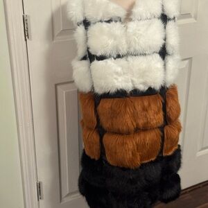 Faux Fur Color Block Vest
